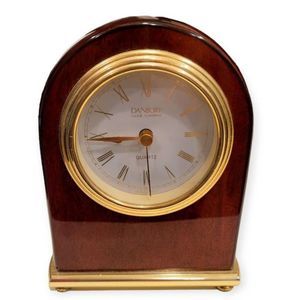 Danbury Niteglo Desk Alarm Brass Wood Clock